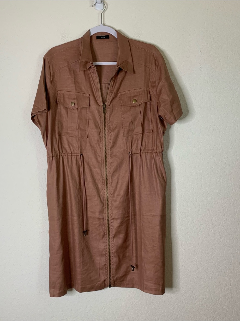 Ruti Womens linen blend full zip utility dress